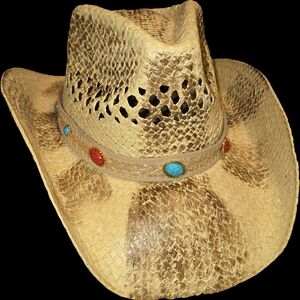 Western Tan Hat with Colorful Accents